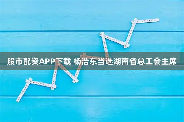 股市配资APP下载 杨浩东当选湖南省总工会主席